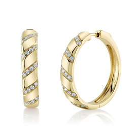 SHY CREATION INC 14K Yellow Gold .43C Diamond Hoop Earrings