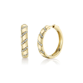SHY CREATION INC 14K Yellow Gold .43C Diamond Hoop Earrings