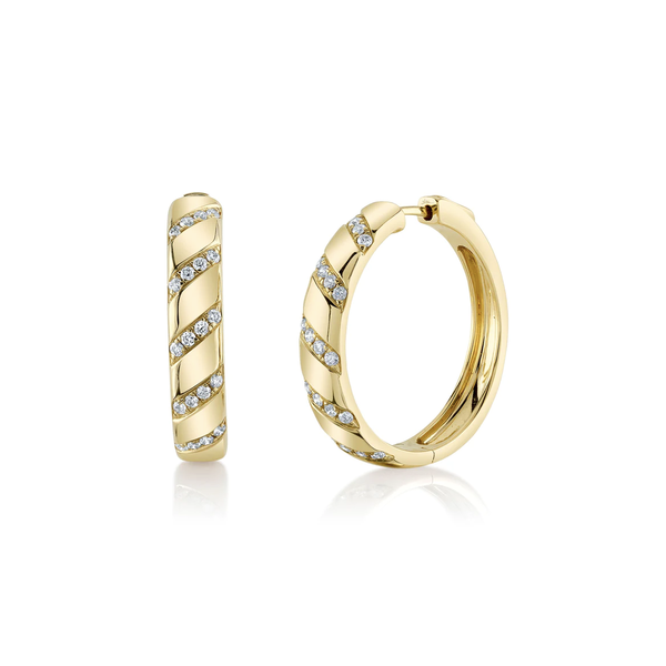 SHY CREATION INC 14K Yellow Gold .43C Diamond Hoop Earrings