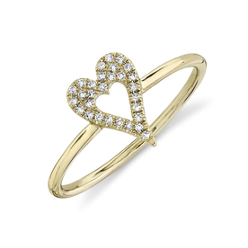 14K Yellow Gold .06C Diamond Open Heart Ring