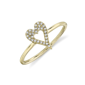 14K Yellow Gold .06C Diamond Open Heart Ring