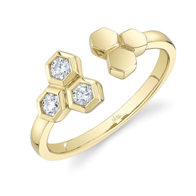 SHY CREATION INC 14K Yellow Gold .21C Diamond Hexagon Ring