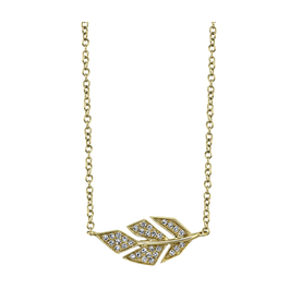 SHY CREATION INC 14K Yellow Gold 0.08C Diamond Leaf Necklace