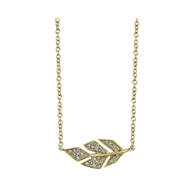 SHY CREATION INC 14K Yellow Gold 0.08C Diamond Leaf Necklace