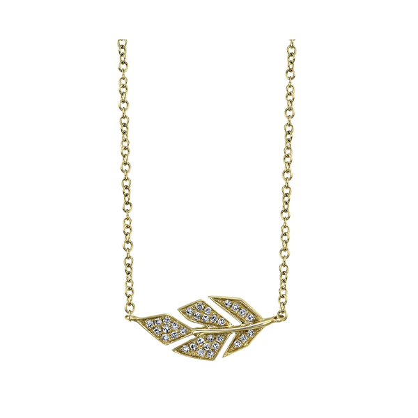 SHY CREATION INC 14K Yellow Gold 0.08C Diamond Leaf Necklace