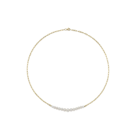14K Yellow Gold Pearl Paperclip Necklace