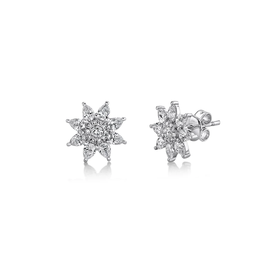 14K White Gold 1.02C Diamond Flower Earrings