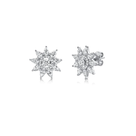SHY CREATION INC 14K White Gold 1.31C Diamond Flower Earrings