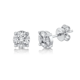SHY CREATION INC 14K White Gold .53C Diamond Marquise Stud Earrings