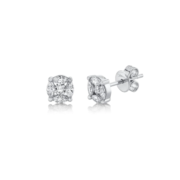 SHY CREATION INC 14K White Gold .53C Diamond Marquise Stud Earrings