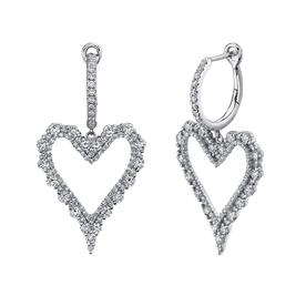 14K White Gold 1.99C Diamond Heart Earrings