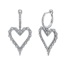 SHY CREATION INC 14K White Gold 1.99C Diamond Heart Earrings