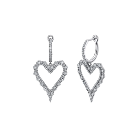 14K White Gold 1.99C Diamond Heart Earrings