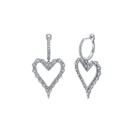 SHY CREATION INC 14K White Gold 1.99C Diamond Heart Earrings
