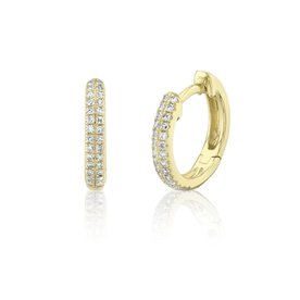 14K Yellow Gold 0.12C Diamond Pave Huggie Earrings