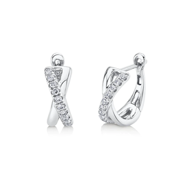 SHY CREATION INC 14K White Gold 0.25C Diamond Huggie Earrings