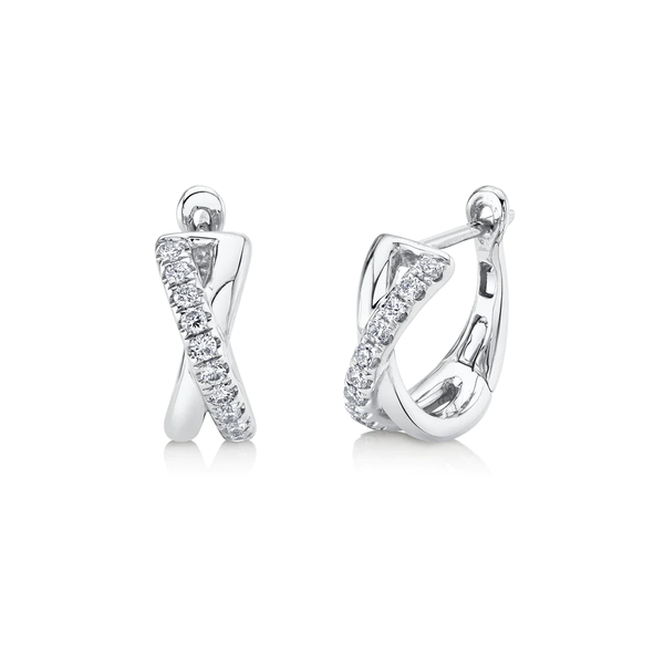 SHY CREATION INC 14K White Gold 0.25C Diamond Huggie Earrings