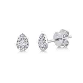 14K White Gold 0.18C Diamond Pear Stud Earrings