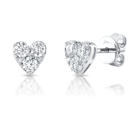 14K White Gold 0.51C Diamond Heart Earrings