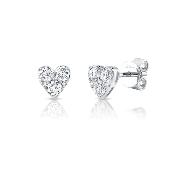14K White Gold 0.51C Diamond Heart Earrings