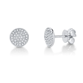 SHY CREATION INC 14K White Gold 0.17C Diamond Pave Circle Earrings