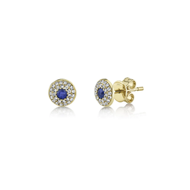 SHY CREATION INC 14K Yellow Gold .17C Diamond & .15C Sapphire Earrings