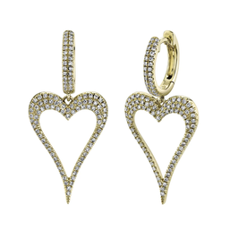 14K Yellow Gold .46C Diamond Open Heart Earrings