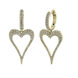 SHY CREATION INC 14K Yellow Gold .46C Diamond Open Heart Earrings