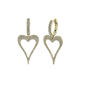 14K Yellow Gold .46C Diamond Open Heart Earrings