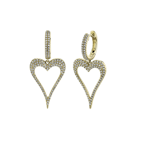 SHY CREATION INC 14K Yellow Gold .46C Diamond Open Heart Earrings