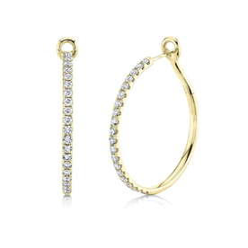 14K Yellow Gold 1.50C Diamond Hoop Earrings