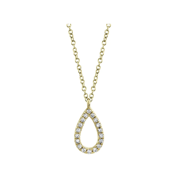 14K Yellow Gold 0.06C Diamond Pear Necklace