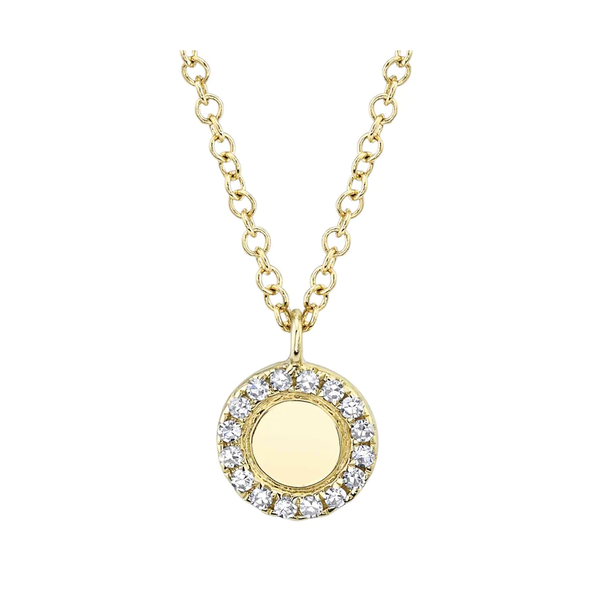 14K Yellow Gold 0.05C Diamond Circle Necklace