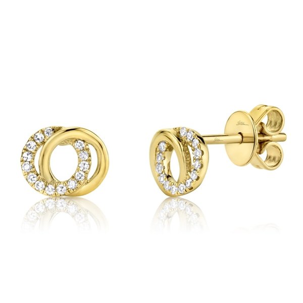 SHY CREATION INC 14K Yellow Gold 0.09C Diamond Love Knot Circle Stud Earrings