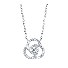 SHY CREATION INC 14K White Gold .20C Diamond Love Knot Necklace