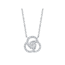 14K White Gold .20C Diamond Love Knot Necklace