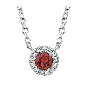 SHY CREATION INC 14K White Gold .04C Diamond & .14C Ruby Necklace