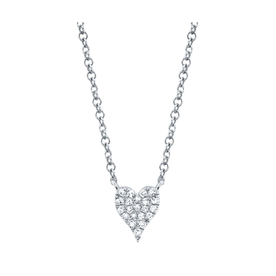 14K White Gold .05C Diamond Pave Heart Necklace