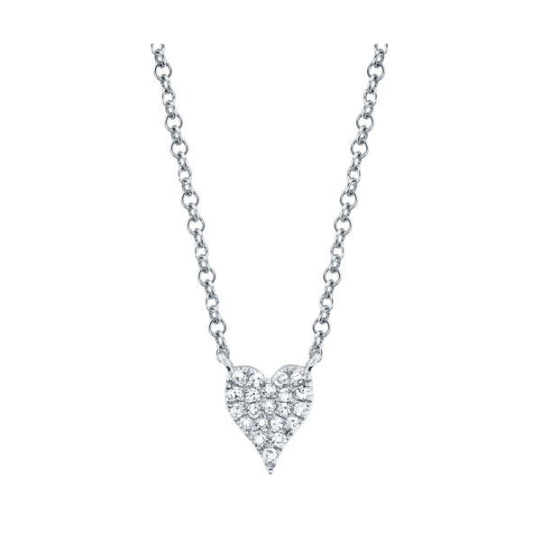 SHY CREATION INC 14K White Gold .05C Diamond Pave Heart Necklace