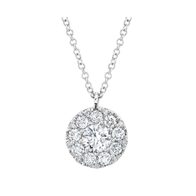 SHY CREATION INC 14K White Gold .40C Diamond-Center & .35C Diamond Side Cluster Necklace