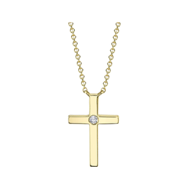 SHY CREATION INC 14K Yellow Gold 0.03C Diamond Cross Necklace
