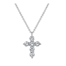14K White Gold 1.10C Diamond Cross Necklace