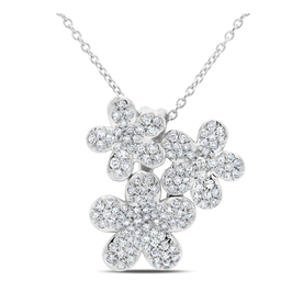 14K White Gold .32C Diamond Flower Necklace