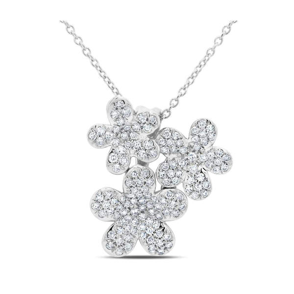 14K White Gold .32C Diamond Flower Necklace