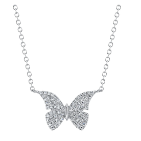 14K White Gold .15C Diamond Butterfly Necklace