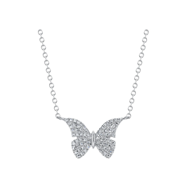 14K White Gold .15C Diamond Butterfly Necklace
