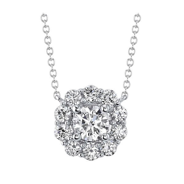 SHY CREATION INC 14K White Gold .79C Diamond Cluster Necklace