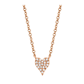 14K Rose Gold .05C Diamond Pave Heart Necklace