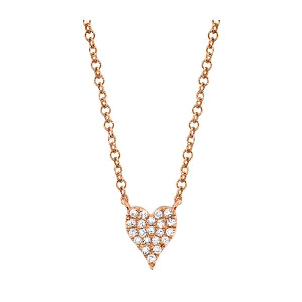 14K Rose Gold .05C Diamond Pave Heart Necklace