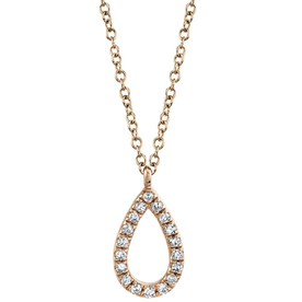 14K Rose Gold .06C Diamond Pear Necklace